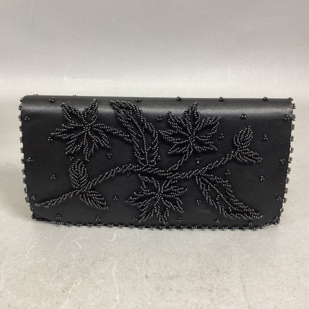Schildkraut Handmade Black Beaded Floral Clutch Wristlet Wallet